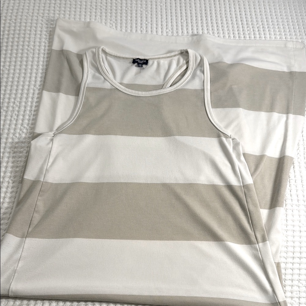 Splendid White and Sage Green Maxi Tank Top Dress, Woman’s Size Medium